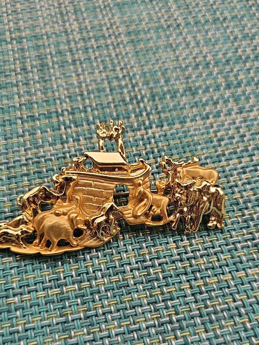 Gold-Tone Noah's Ark Animal Brooch